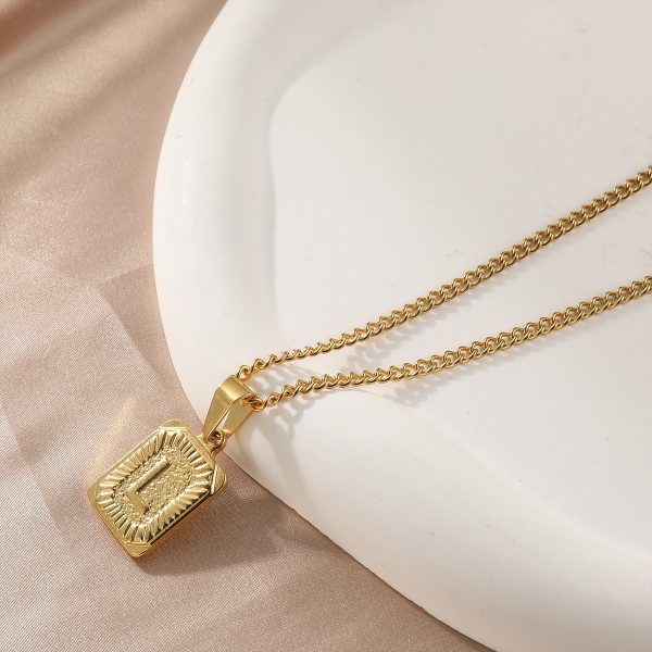 Hip Hop 18K Gold Plated Stainless Steel Letter Necklace Golden Letter Pendant Necklace - Image 9