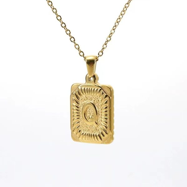 Hip Hop 18K Gold Plated Stainless Steel Letter Necklace Golden Letter Pendant Necklace - Image 30