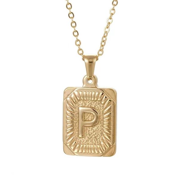 Hip Hop 18K Gold Plated Stainless Steel Letter Necklace Golden Letter Pendant Necklace - Image 21