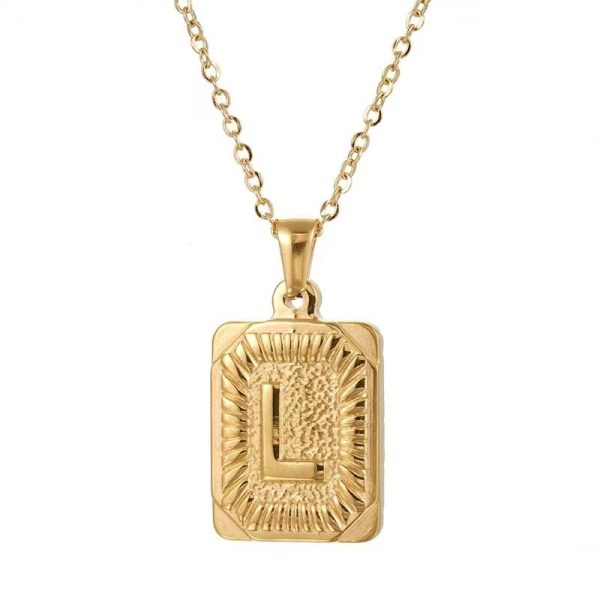 Hip Hop 18K Gold Plated Stainless Steel Letter Necklace Golden Letter Pendant Necklace - Image 18