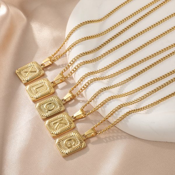 Hip Hop 18K Gold Plated Stainless Steel Letter Necklace Golden Letter Pendant Necklace - Image 5
