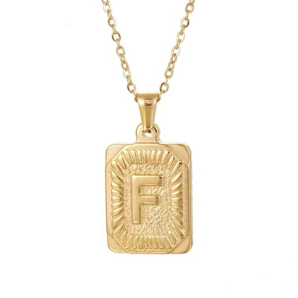 Hip Hop 18K Gold Plated Stainless Steel Letter Necklace Golden Letter Pendant Necklace - Image 12