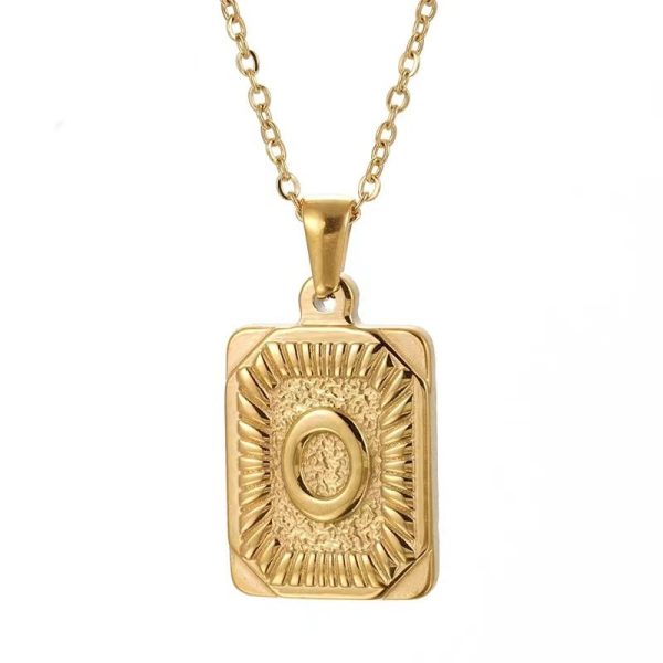 Hip Hop 18K Gold Plated Stainless Steel Letter Necklace Golden Letter Pendant Necklace - Image 20
