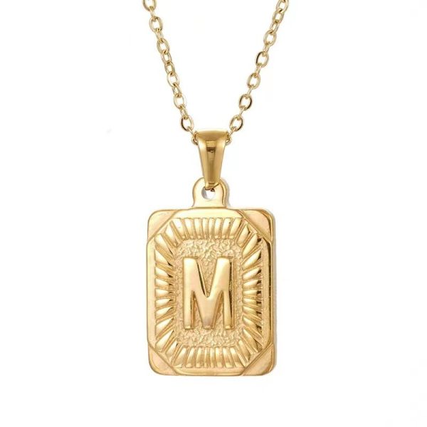 Hip Hop 18K Gold Plated Stainless Steel Letter Necklace Golden Letter Pendant Necklace - Image 16