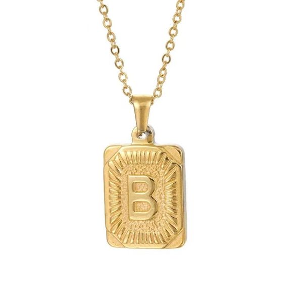 Hip Hop 18K Gold Plated Stainless Steel Letter Necklace Golden Letter Pendant Necklace - Image 6
