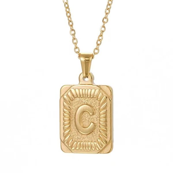 Hip Hop 18K Gold Plated Stainless Steel Letter Necklace Golden Letter Pendant Necklace - Image 8