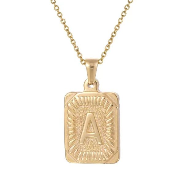 Hip Hop 18K Gold Plated Stainless Steel Letter Necklace Golden Letter Pendant Necklace - Image 4