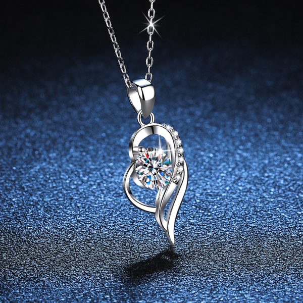 One Carat Moissanite AuraBling S925 Sterling Silver Heartfelt Pendant Necklace - Image 3