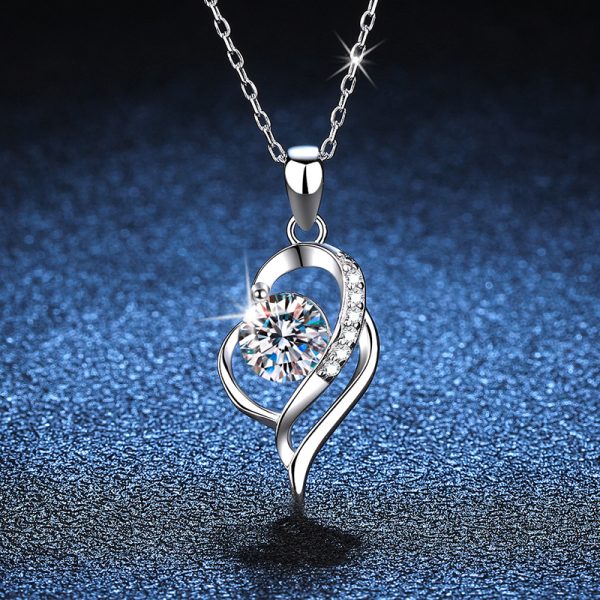One Carat Moissanite AuraBling S925 Sterling Silver Heartfelt Pendant Necklace - Image 5