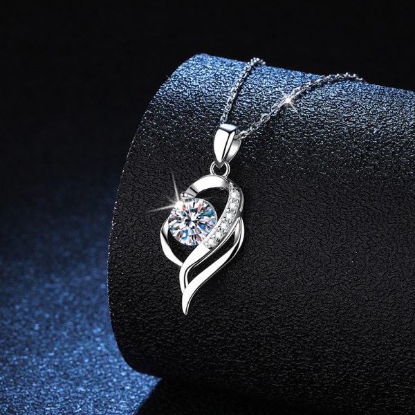 One Carat Moissanite AuraBling S925 Sterling Silver Heartfelt Pendant Necklace
