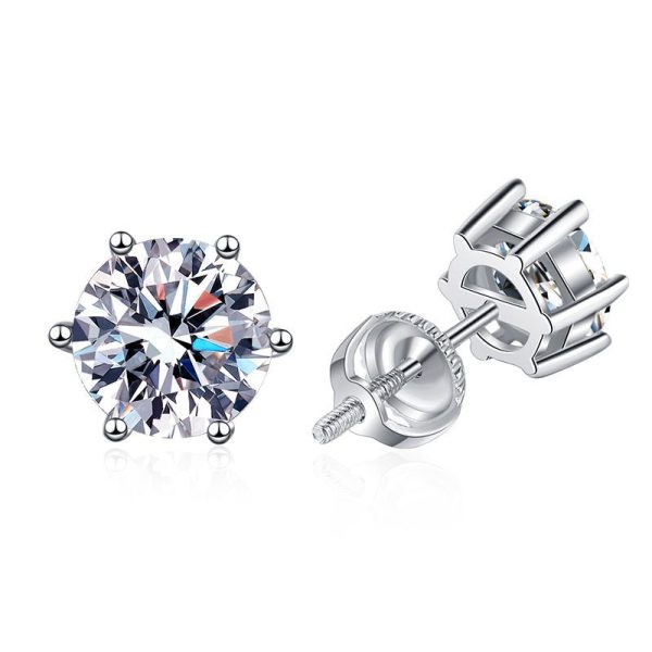 1 Pair of Exquisite AuraBling S925 Sterling Silver Classic D Color Moissanite Stud Earrings - Timeless Earrings with Gift Box, Silver Polishing Cloth, and Sparkling Brilliance - Image 4