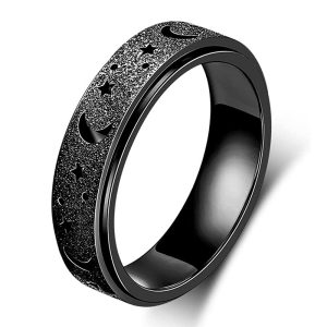 1pc Rotatable Anxiety Fidget Ring - Made of Durable Stainless Steel, Trendy Moon and Star Design, Multi Colors to Choose, Match Daily Outfits with Style