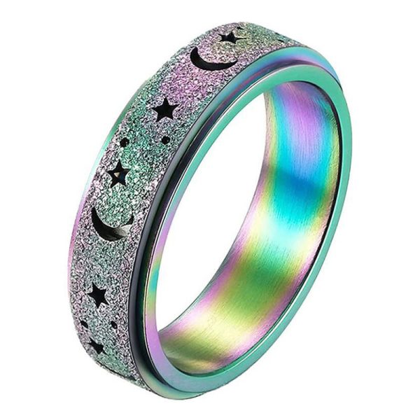 1pc Rotatable Anxiety Fidget Ring - Made of Durable Stainless Steel, Trendy Moon and Star Design, Multi Colors to Choose, Match Daily Outfits with Style - Image 10