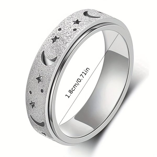 1pc Rotatable Anxiety Fidget Ring - Made of Durable Stainless Steel, Trendy Moon and Star Design, Multi Colors to Choose, Match Daily Outfits with Style - Image 3