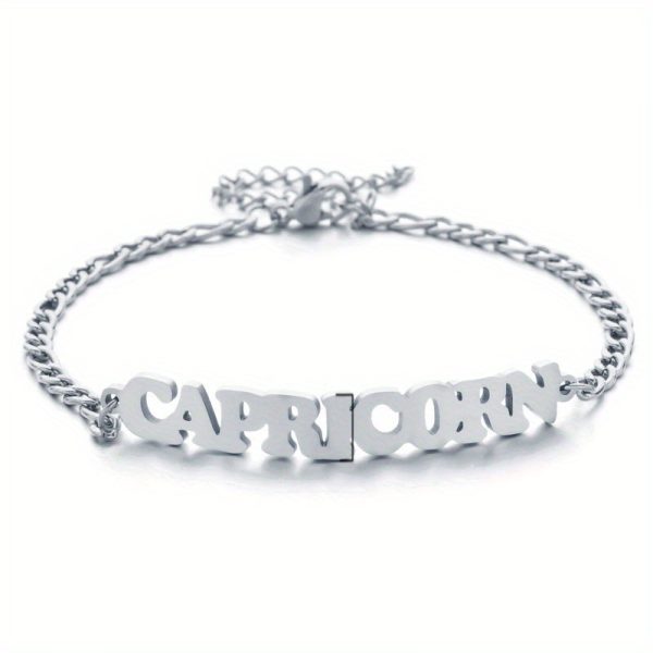 1pc Stainless Steel Zodiac Letter Pendant Bracelet Chain Jewelry Gift For Women Men Halloween Christmas Gift - Image 7