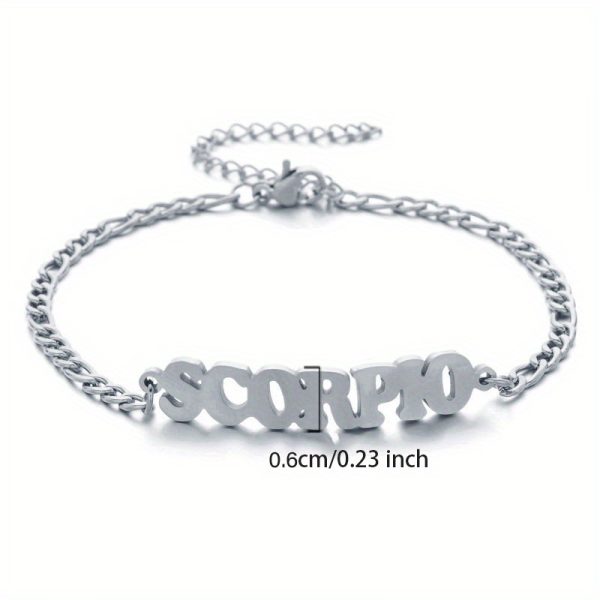 1pc Stainless Steel Zodiac Letter Pendant Bracelet Chain Jewelry Gift For Women Men Halloween Christmas Gift - Image 15