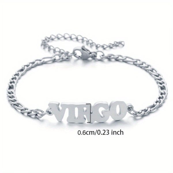 1pc Stainless Steel Zodiac Letter Pendant Bracelet Chain Jewelry Gift For Women Men Halloween Christmas Gift - Image 17