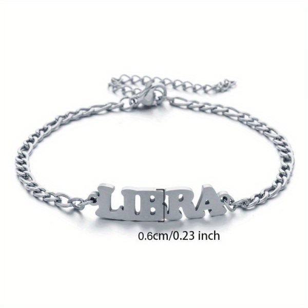 1pc Stainless Steel Zodiac Letter Pendant Bracelet Chain Jewelry Gift For Women Men Halloween Christmas Gift - Image 11