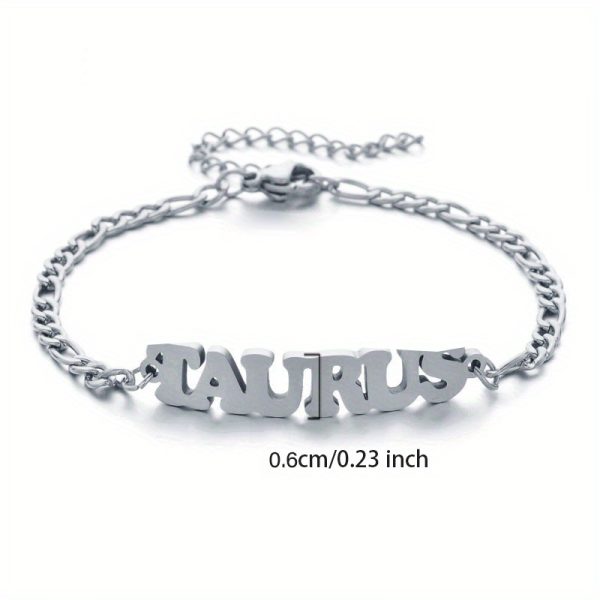 1pc Stainless Steel Zodiac Letter Pendant Bracelet Chain Jewelry Gift For Women Men Halloween Christmas Gift - Image 16