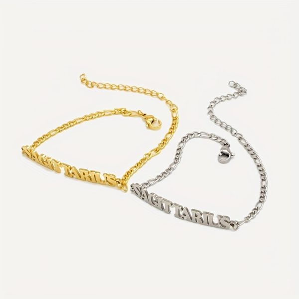 1pc Stainless Steel Zodiac Letter Pendant Bracelet Chain Jewelry Gift For Women Men Halloween Christmas Gift - Image 9