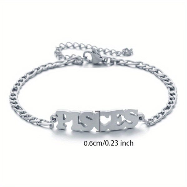 1pc Stainless Steel Zodiac Letter Pendant Bracelet Chain Jewelry Gift For Women Men Halloween Christmas Gift - Image 13
