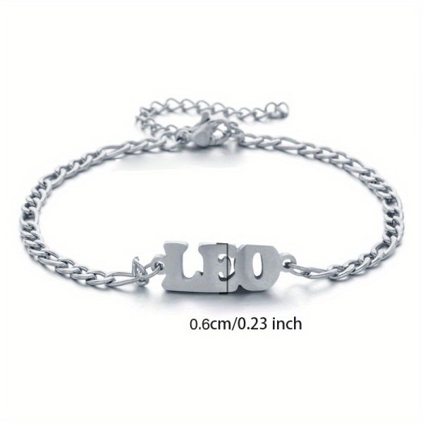 1pc Stainless Steel Zodiac Letter Pendant Bracelet Chain Jewelry Gift For Women Men Halloween Christmas Gift - Image 10