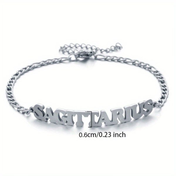 1pc Stainless Steel Zodiac Letter Pendant Bracelet Chain Jewelry Gift For Women Men Halloween Christmas Gift - Image 14