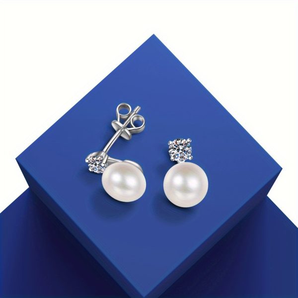 1pair S925 Sterling Silver Natural Pearl Earrings, With Gift Box And Silver Cloth - Image 4