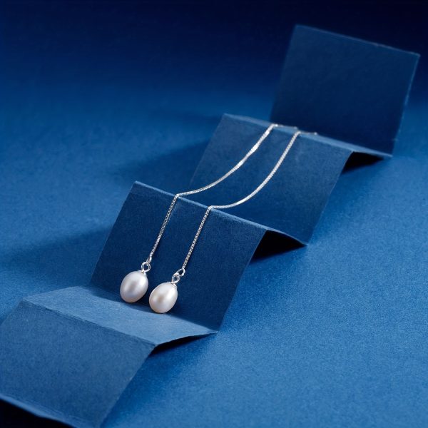 Luxurious Freshwater Pearl Drop Earrings - 925 Sterling Silver, Elegant, Hypoallergenic, Daily Jewelry, Perfect Christmas Gift for Girls, Women, and Ladies - Image 6