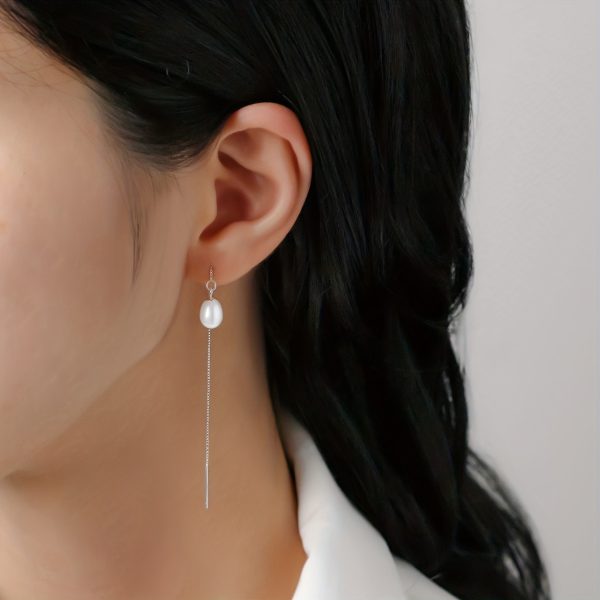 Luxurious Freshwater Pearl Drop Earrings - 925 Sterling Silver, Elegant, Hypoallergenic, Daily Jewelry, Perfect Christmas Gift for Girls, Women, and Ladies - Image 4