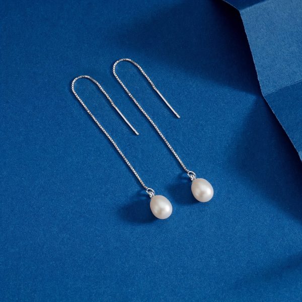 Luxurious Freshwater Pearl Drop Earrings - 925 Sterling Silver, Elegant, Hypoallergenic, Daily Jewelry, Perfect Christmas Gift for Girls, Women, and Ladies - Image 5