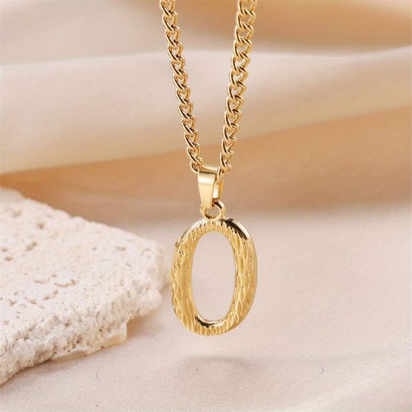 1pc Novel Trendy Stainless Steel Electroplated Golden English 26 Letters Fashion Pendant Necklace For Men And Women - Image 28
