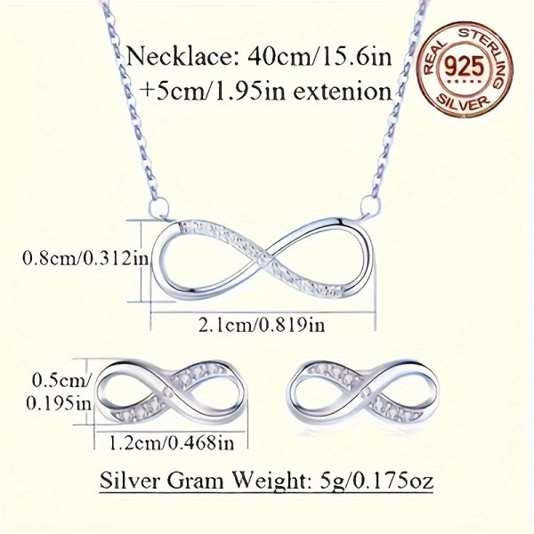 A High Quality 925 Sterling Silver 5A zirconia Necklace Earrings Jewelry Set, Lead-free, Nickel-free Italian Process Mirror Polishing Treatment, Simple Fashion Valentine's Day Graduation Season Anniversary Gift, With A Beautiful Gift Box - Image 3