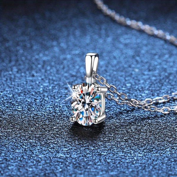 1pc Bling Unisex S925 Silver Simple And Elegant Necklace, 1 Carat Morganite Pendant, With Gift Box - Image 3