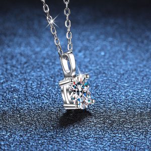 1pc Bling Unisex S925 Silver Simple And Elegant Necklace, 1 Carat Morganite Pendant, With Gift Box