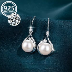 1pcu002F2pcs S925 Sterling Silver Freshwater Pearl Necklace and Earrings, Proposal Engagement Wedding Anniversary Gift