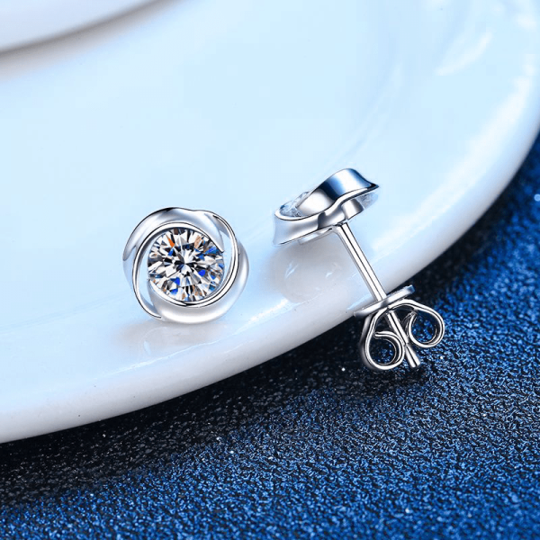 1pair S925 Simple Moissanite Round Stud Earrings For Men, Daily Couple Ear Jewelry, With Gift Box - Image 5