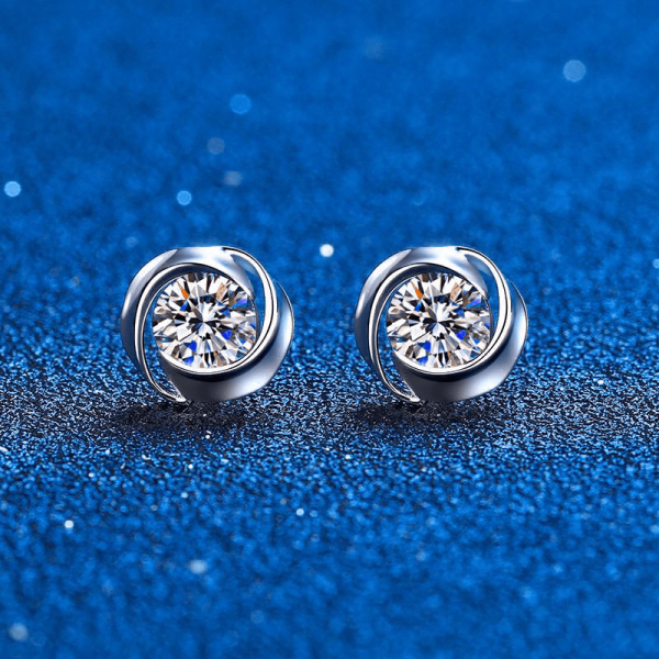 1pair S925 Simple Moissanite Round Stud Earrings For Men, Daily Couple Ear Jewelry, With Gift Box