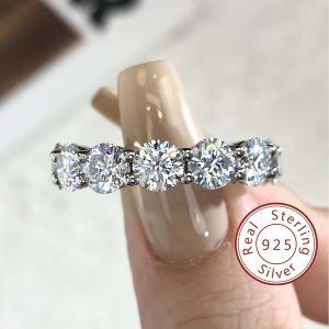 1pc Stunning Moissanite Eternity Ring - 7CT Gemstone, 925 Sterling Silver, Comfort Fit, Timeless Design