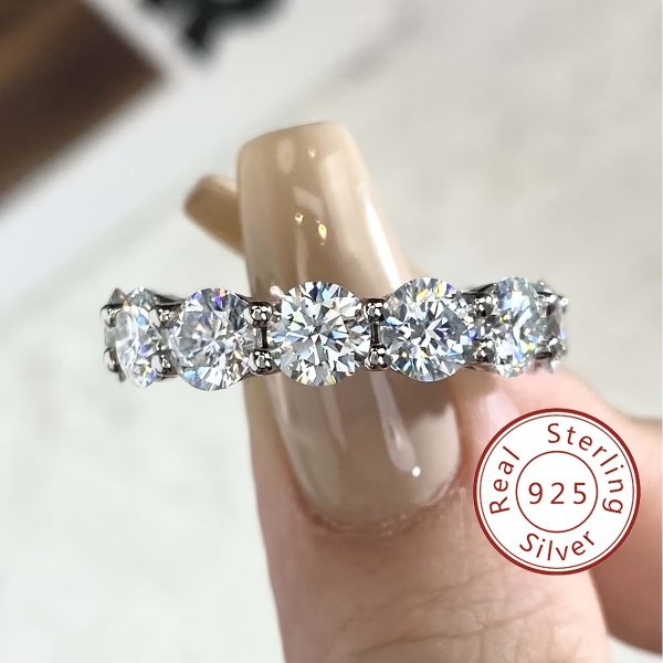 1pc Stunning Moissanite Eternity Ring - 7CT Gemstone, 925 Sterling Silver, Comfort Fit, Timeless Design