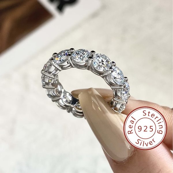 1pc Stunning Moissanite Eternity Ring - 7CT Gemstone, 925 Sterling Silver, Comfort Fit, Timeless Design - Image 3