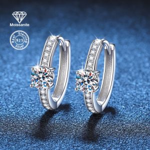 BLOVEMEE Elegant Moissanite Hoop Earrings, 925 Sterling Silver, Lightweight Daily Party Accessory for Women, Hypoallergenic Ear Needle, Versatile Japanese & Korean Style Jewelry, Ideal for Valentine's Day Gift - 2gu002F0.07oz