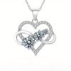 S925 Sterling Silver 1.8 Carat Moissanite Double Heart Pendant Necklace, Elegant And Luxurious Design, Perfect Gift For Women And Couples With Gift Box, 5gu002F0.18oz, Valentine's Dayu002FMother's Dayu002FAnniversaryu002FBirthday Gifts - Image 3