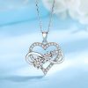 S925 Sterling Silver 1.8 Carat Moissanite Double Heart Pendant Necklace, Elegant And Luxurious Design, Perfect Gift For Women And Couples With Gift Box, 5gu002F0.18oz, Valentine's Dayu002FMother's Dayu002FAnniversaryu002FBirthday Gifts - Image 5