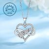 S925 Sterling Silver 1.8 Carat Moissanite Double Heart Pendant Necklace, Elegant And Luxurious Design, Perfect Gift For Women And Couples With Gift Box, 5gu002F0.18oz, Valentine's Dayu002FMother's Dayu002FAnniversaryu002FBirthday Gifts