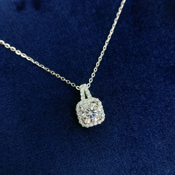 1ctu002F2ct Moissanite Faux Diamond Pendant Necklace, 925 Sterling Silver, Christmas Wedding Anniversary Birthday Gift Idea - Image 2