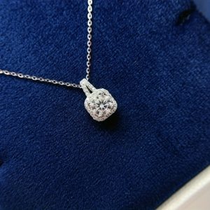 1ctu002F2ct Moissanite Faux Diamond Pendant Necklace, 925 Sterling Silver, Christmas Wedding Anniversary Birthday Gift Idea