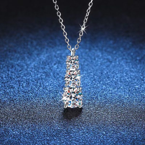 925 Sterling Silver Moissanite Necklace for Men & Women, 1.8ct, Luxury Casual Gift for Boyfriendu002FGirlfriend - Image 4