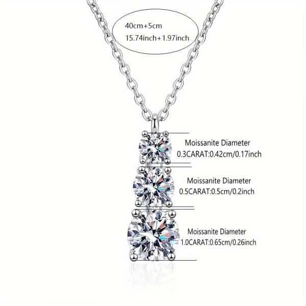 925 Sterling Silver Moissanite Necklace for Men & Women, 1.8ct, Luxury Casual Gift for Boyfriendu002FGirlfriend - Image 6