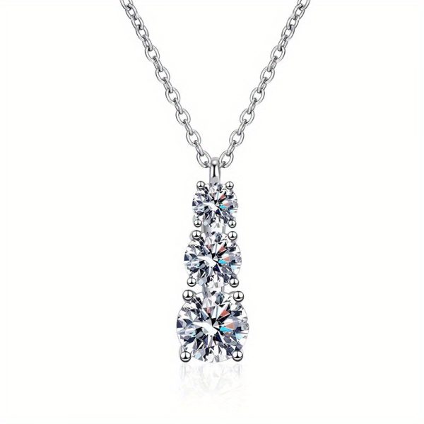 925 Sterling Silver Moissanite Necklace for Men & Women, 1.8ct, Luxury Casual Gift for Boyfriendu002FGirlfriend - Image 5